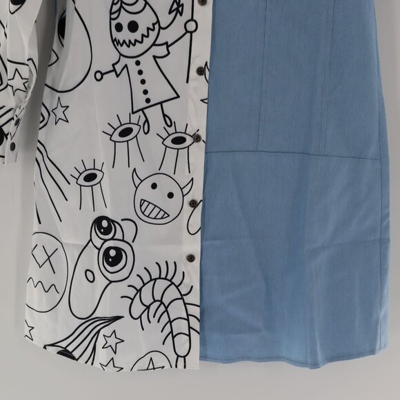 Leena Two-Tone Shirt Dress Womens Demure Statement Creative Playful Artist NWT - Picture 11 of 13